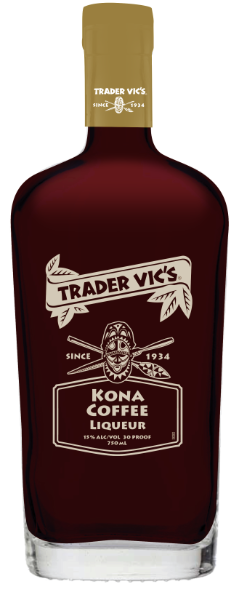 A bottle of Trader Vic's Kona Coffee Liqueur